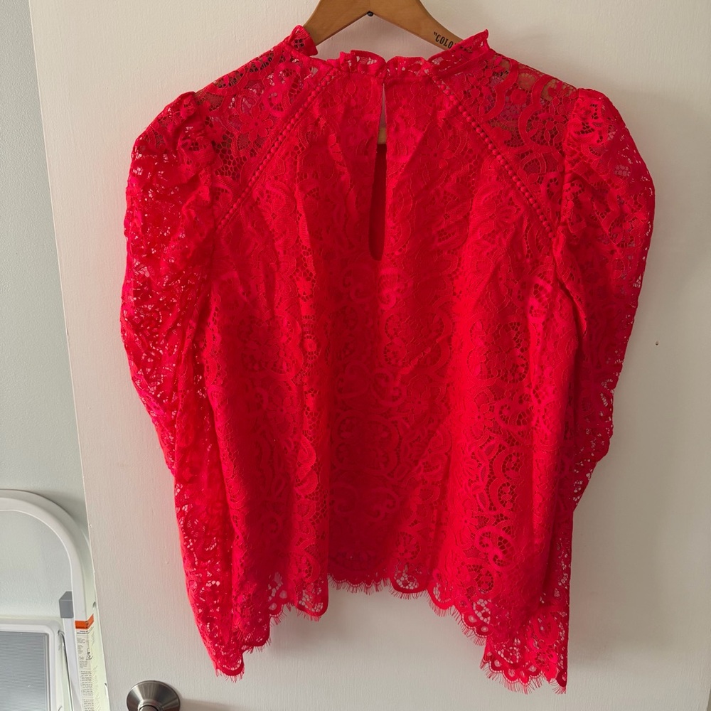 Lilly Pulitzer Red Lace Dressy Blouse M NWOT | Evening & Event Valentines Day - Picture 4 of 6